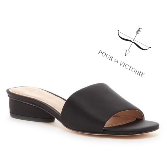 Anthropologie Shoes - Chic Black Satin Pour La Victoire x Anthro Slides